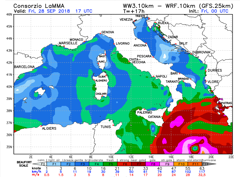 Arriva il primo vero uragano mediterraneo, venti fino a 70 nodi sullo Ionio orientale