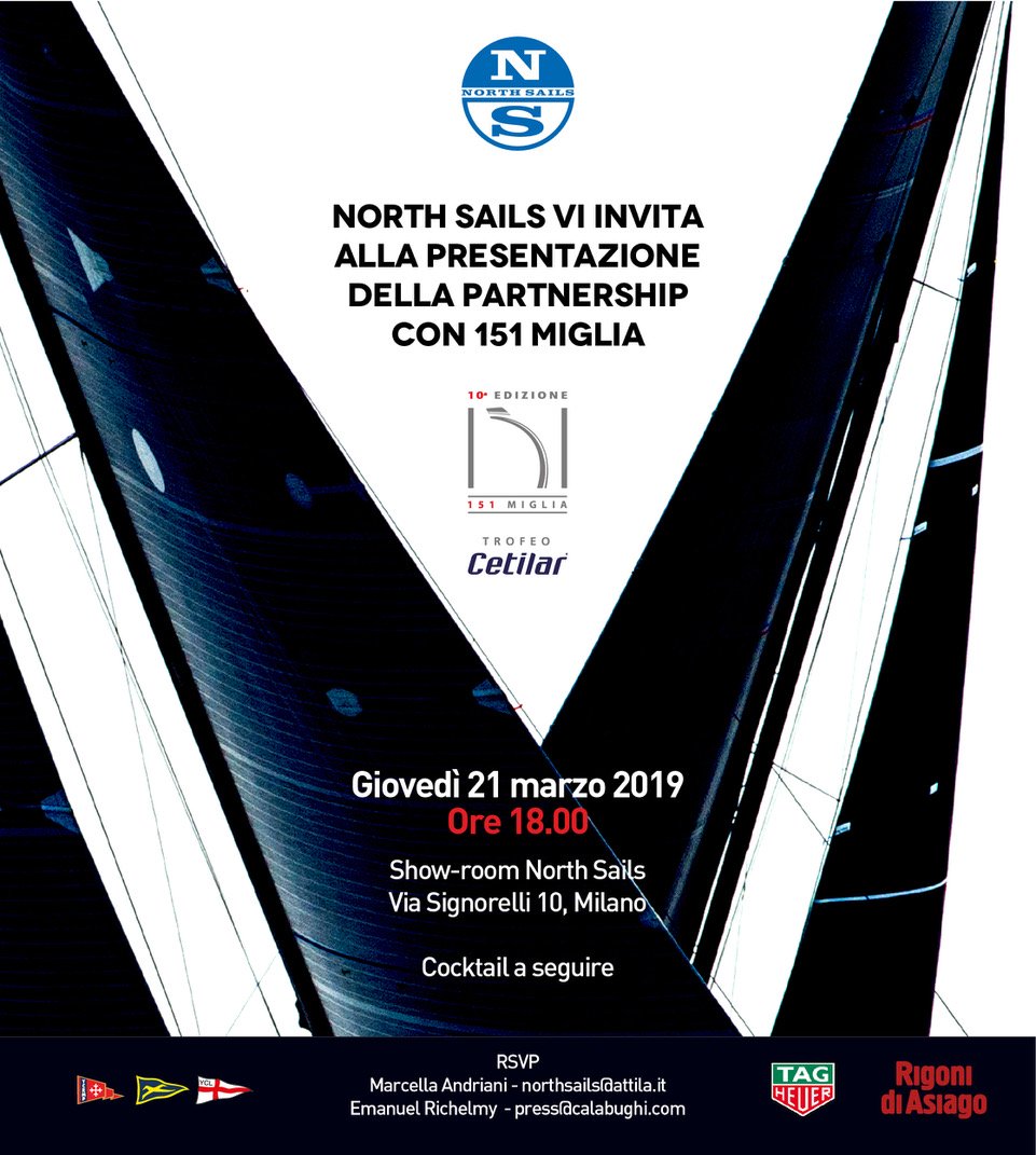 North Sails e 151 Miglia Trofeo Cetilar, presentazione il 21 marzo a Milano