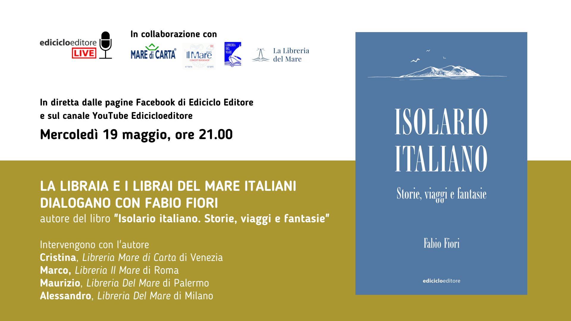 Isolario Italiano, la presentazione in streaming del libro di Fabio Fiori (19 maggio, ore 21)